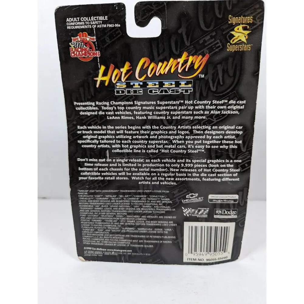 RACING CHAMPIONS HOT COUNTRY STEEL TIM MCGRAW CAMARO #40 1/9,999 LTD ED NIP